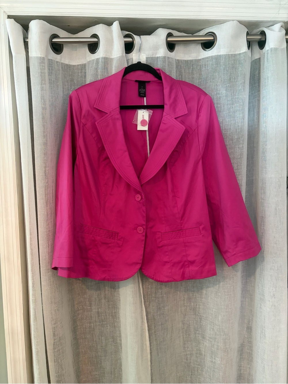 NWT Lane Bryant Women’s 22 Blazer Hot Pink Cotton Stretch 3/4 length Jacket